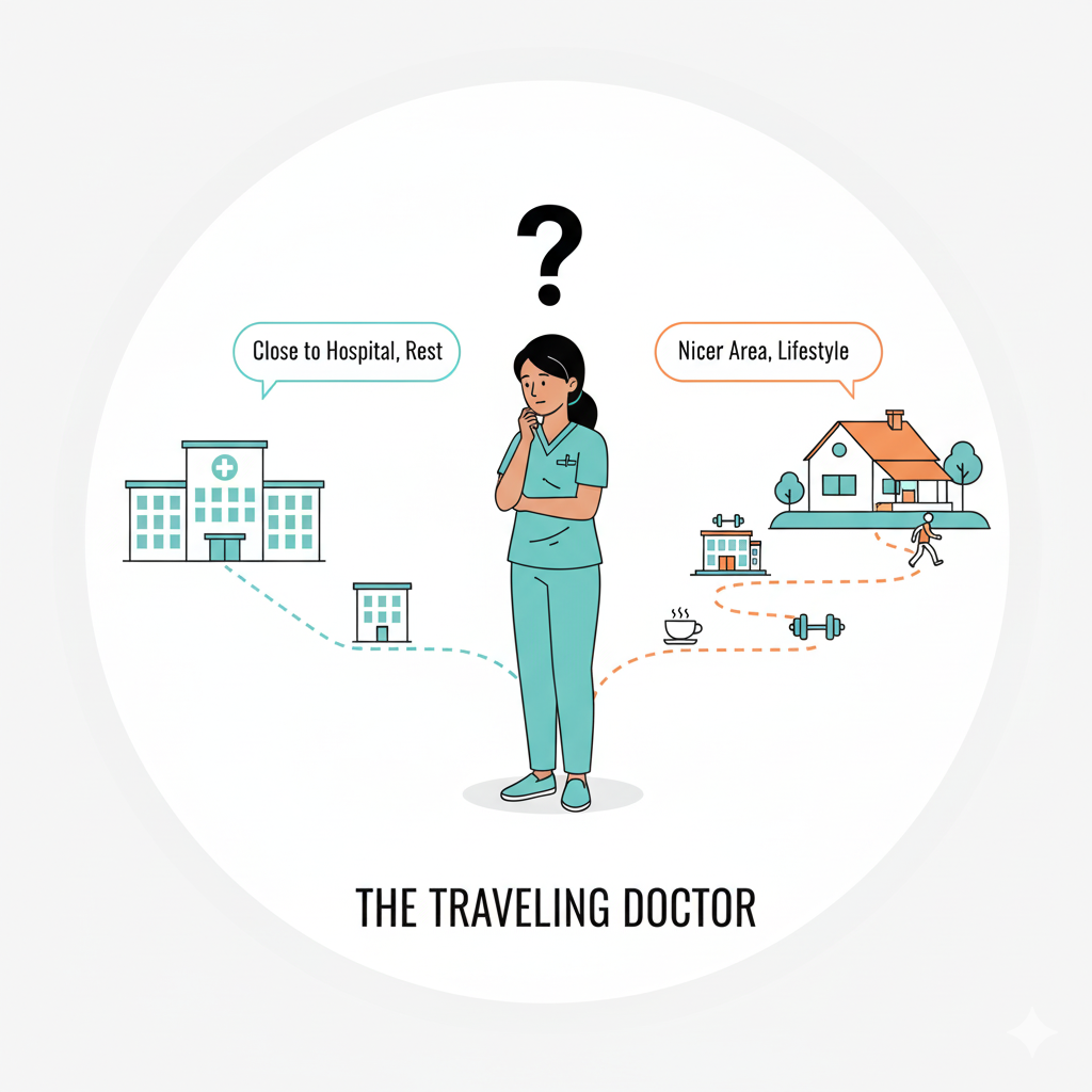 The Traveling Doctor - choosing between hospital proximity and lifestyle